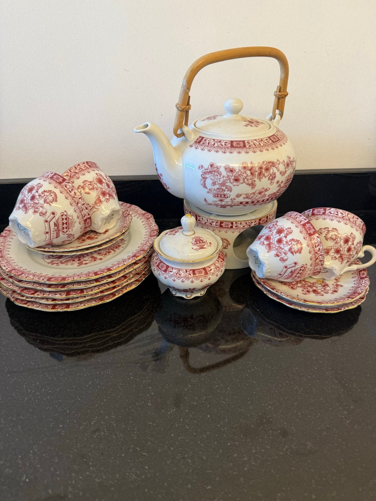 Bavaria theeservies met rode decoratie, Antiek en Kunst, Ophalen of Verzenden