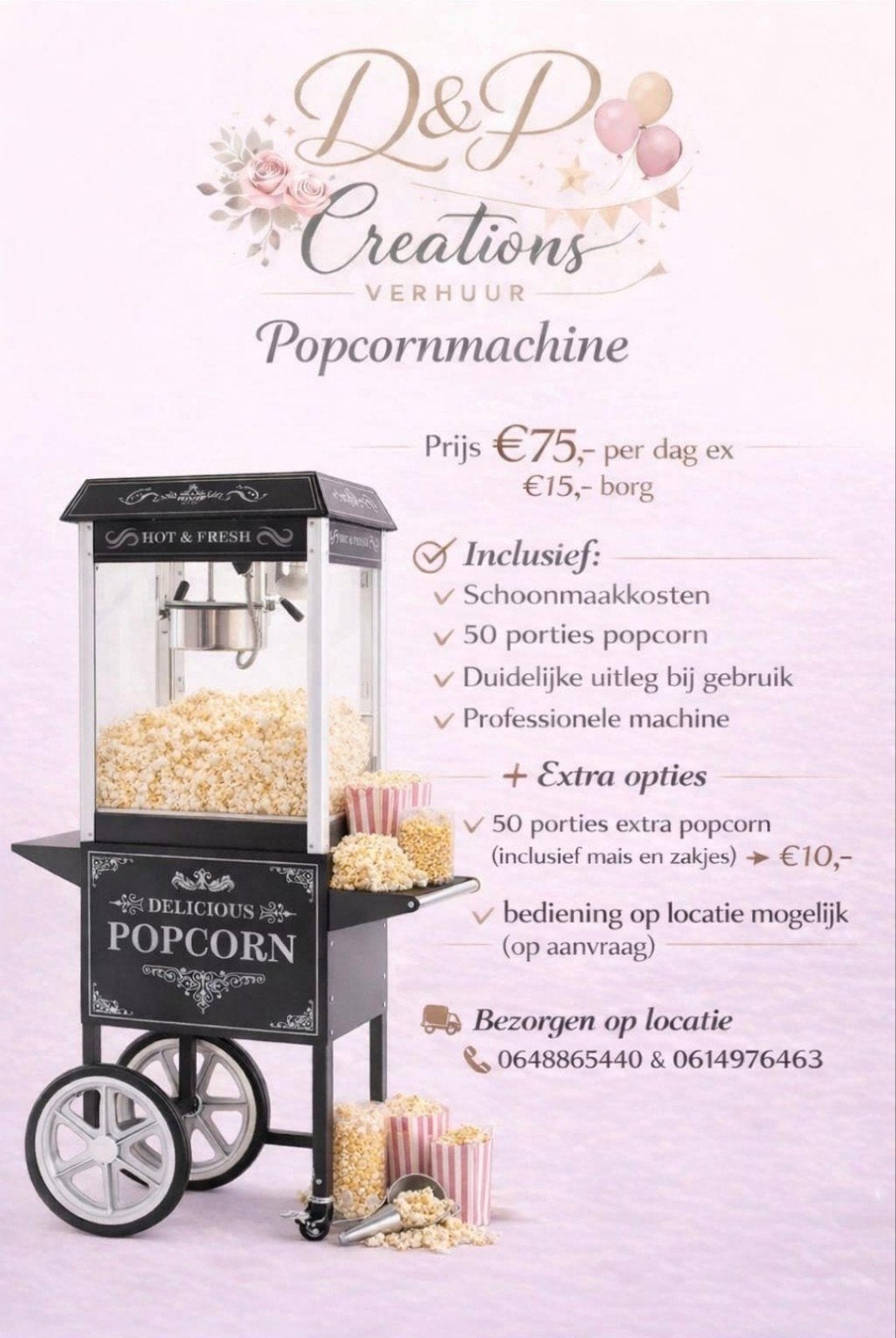 Popcornmachine verhuur omgeving Den Haag, Ophalen of Verzenden