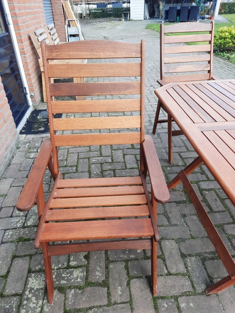 Tuintafel met 6 stoelen, Tuin en Terras, Ophalen, Zo goed als nieuw, Rechthoekig, Hout