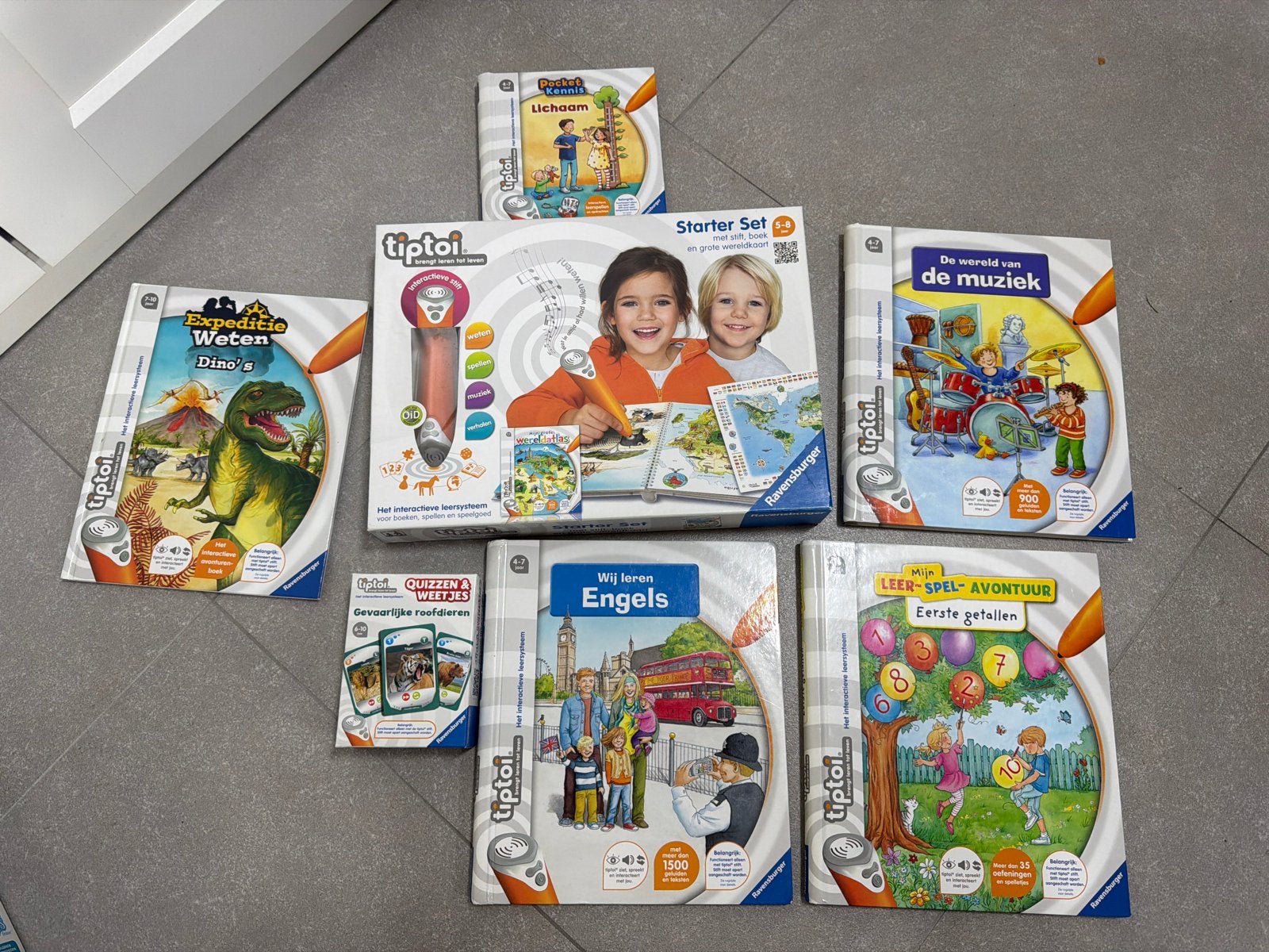 Tiptoi Starter Set + 6 boeken: Wereldatlas, Dino's, Muziek,, Ophalen of Verzenden, Gelezen, Non-fictie