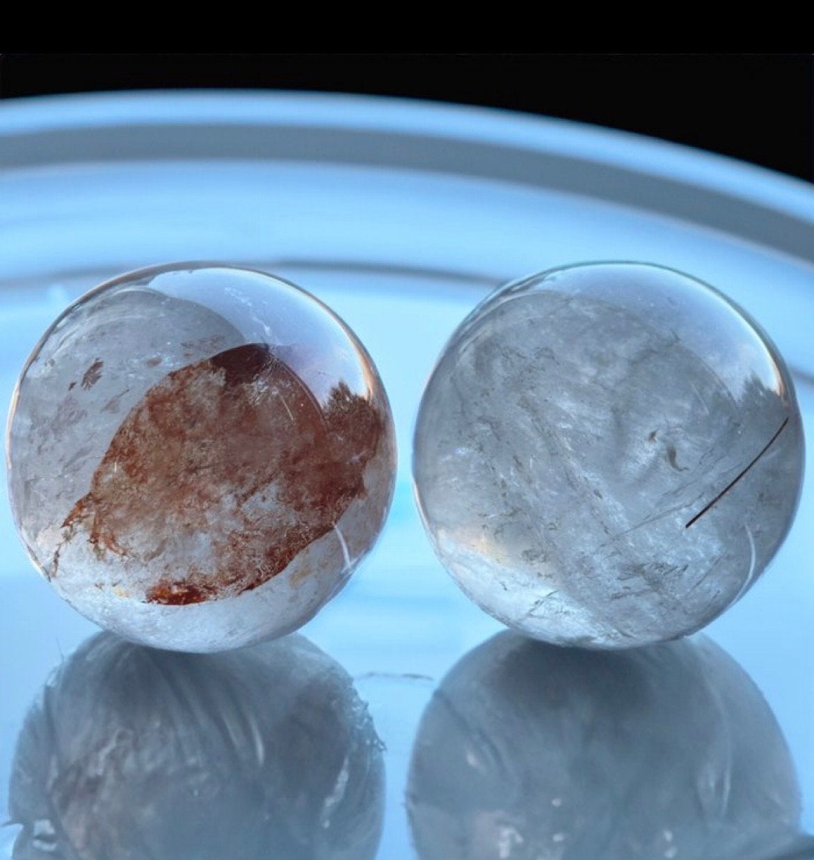 Combi Kavel: Bergkristal Bollen - Hematoïd & Zwarte Naaldkwa, Ophalen of Verzenden, Mineraal