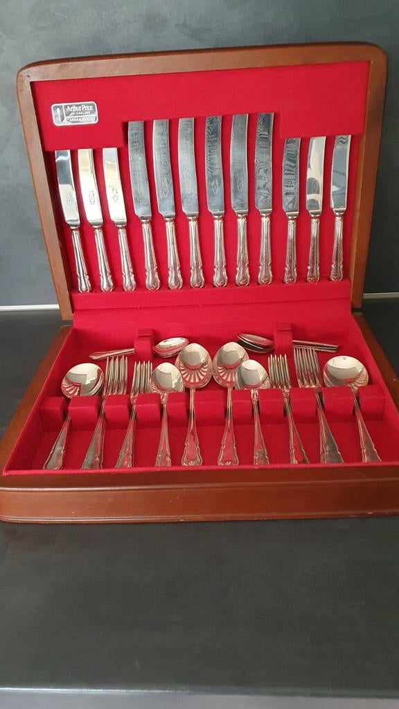 Arthur Price Bestekset in Houten Kist - 6 Persoons, Antiek en Kunst, Ophalen of Verzenden