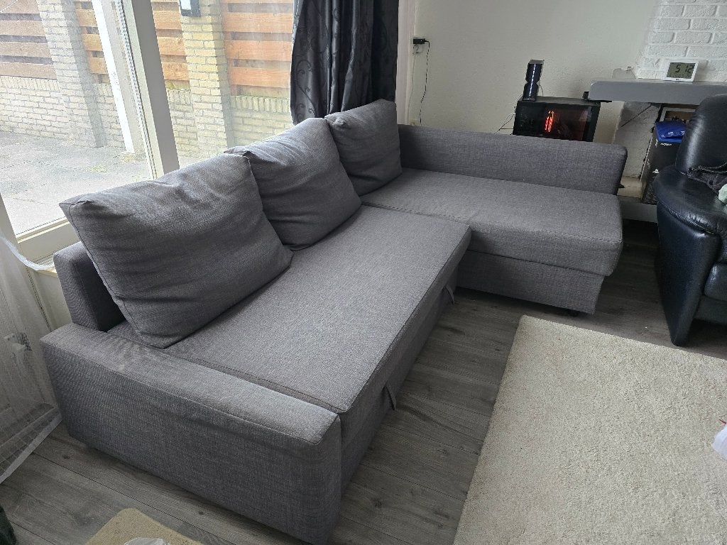 IKEA Friheten hoekbank met slaapfunctie, donkergrijs, Huis en Inrichting, Banken | Bankstellen, Ophalen, Gebruikt, Hoekbank, 150 cm of meer