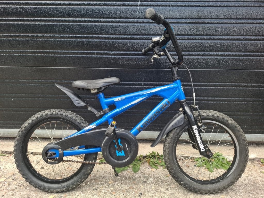 16 inch Kawasaki jongensfiets, Terugtraprem, 16 tot 20 inch, Kawasaki, Niet ingevuld