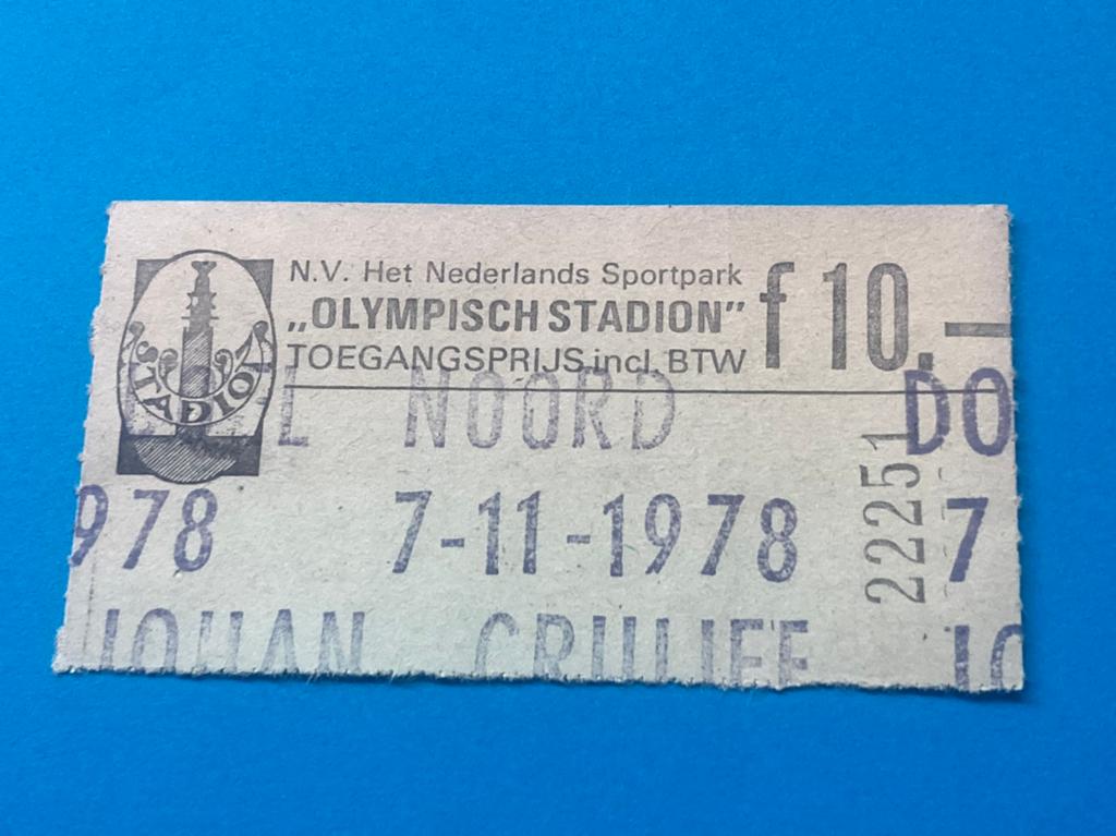 Afscheidswedstrijd JOHAN CRUYFF AJAX 1978 kaartje, Verzamelen, Sportartikelen en Voetbal, Verzenden, Zo goed als nieuw, Ajax
