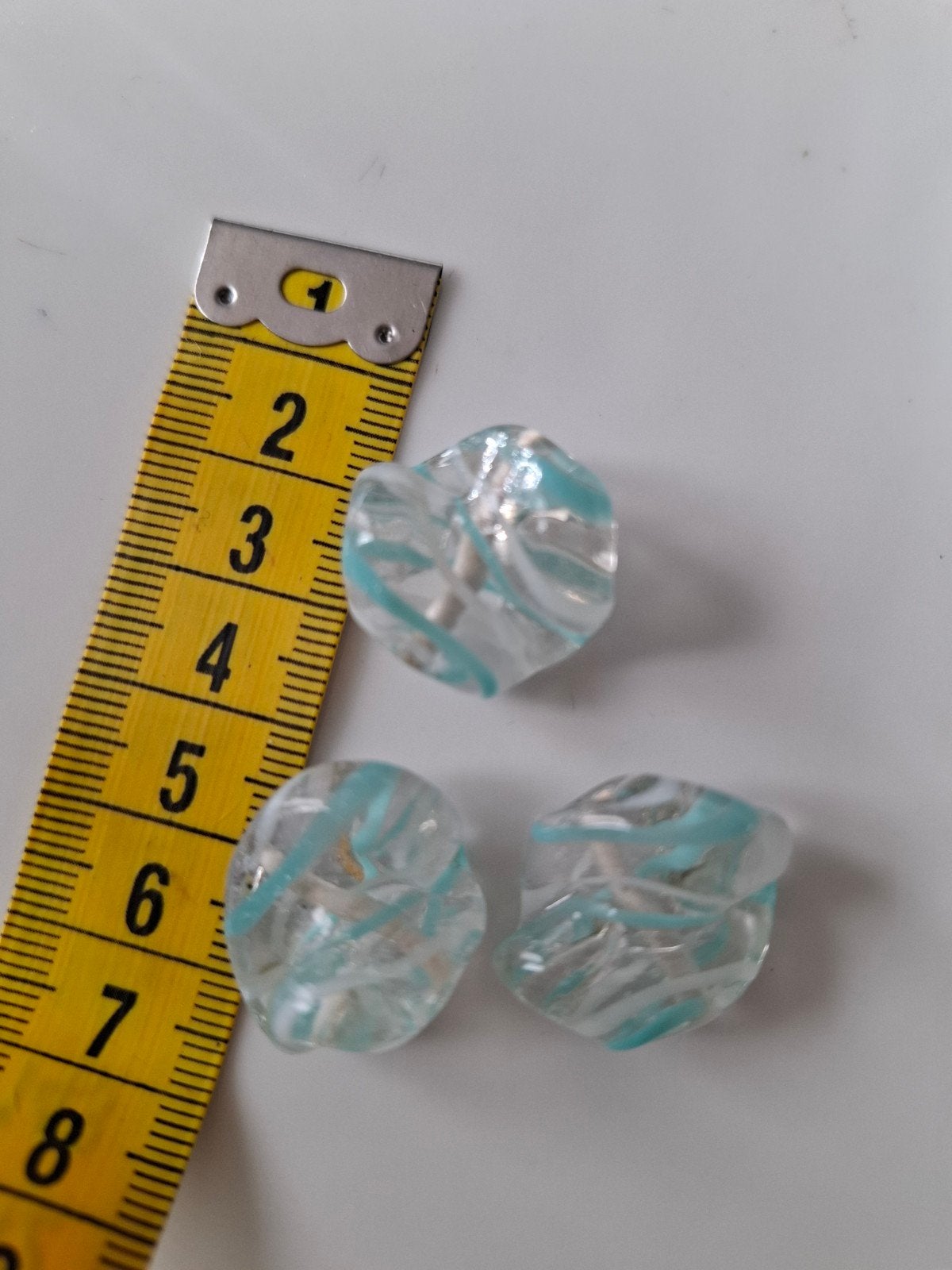 3 grote lampwork glaskralen blauw lichtblauw kralen, Kraal, -, -, Nieuw