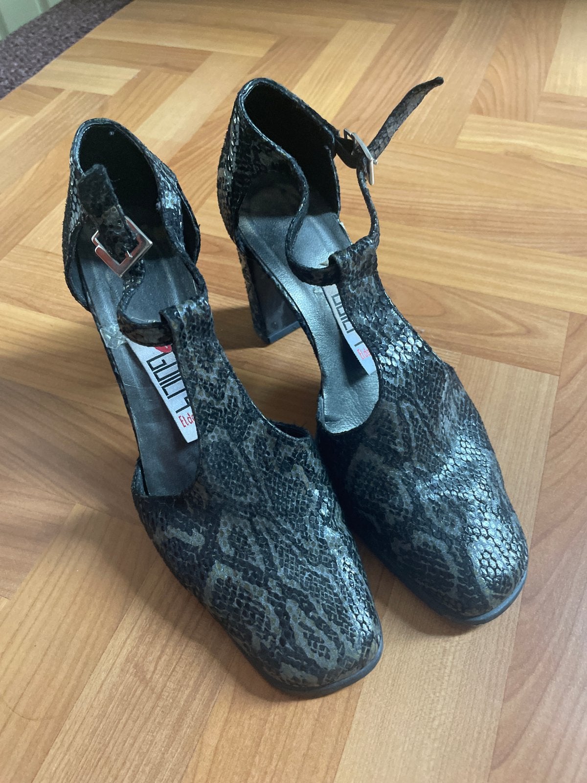 Vintage jaren 80, Pumps met Slangenprint - Maat 38, Ophalen of Verzenden, Zo goed als nieuw, Zwart, Pumps