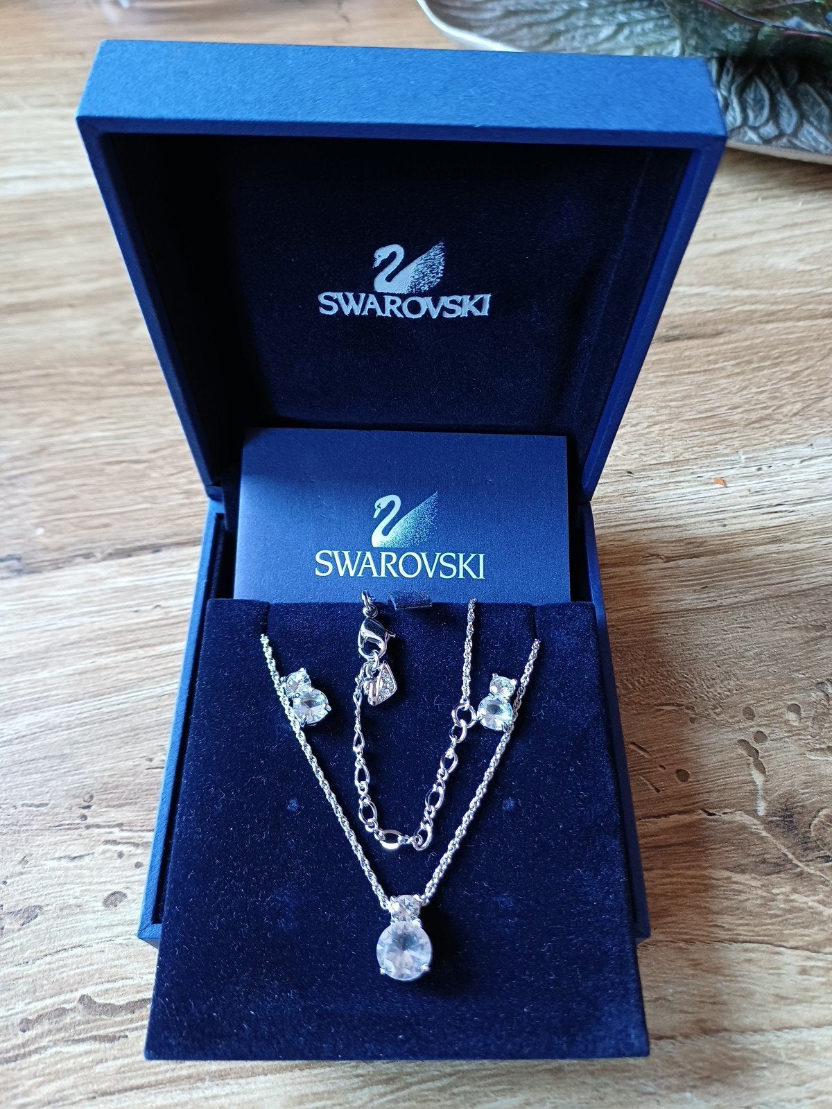 Swarovski Constella pendant earrings set white crystals rhod, Ophalen of Verzenden, Nieuw, Sieraad of Horloge
