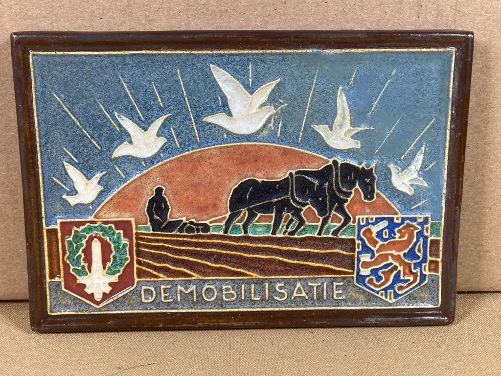 Porceleyne Fles tegel Demobilisatie, Antiek en Kunst, Ophalen of Verzenden