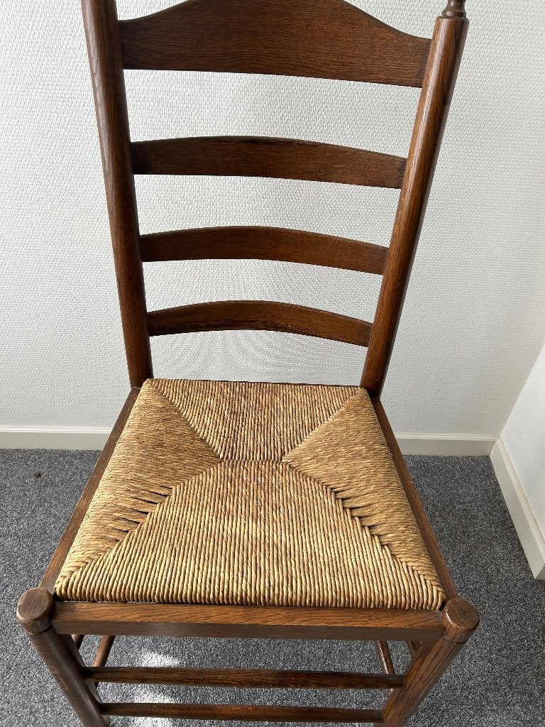 Te koop rieten ouderwetse stoel, Ophalen, Gebruikt, Hout, Drie