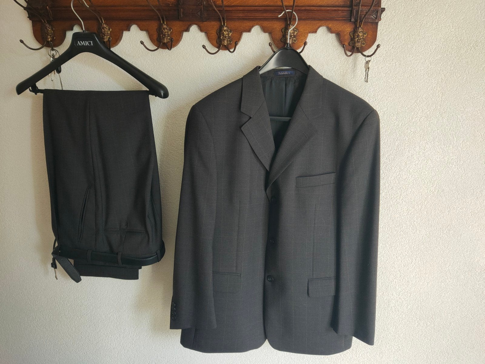 Heren kostuum mt 26, Kleding | Heren, Ophalen, Zo goed als nieuw, Maat 52/54 (L), Grijs