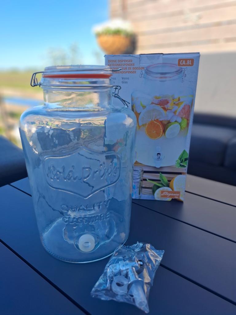 Grote drankendispenser, 8L. Nieuw, Ophalen, Glas of Glazen, Nieuw, Glas