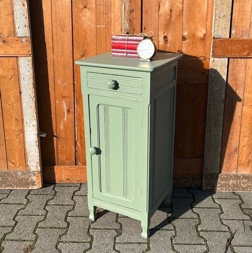 Nachtkastje hout groen 1930 halkastje 85,5 cm hoog, Ophalen, Minder dan 50 cm, Gebruikt, 1 of 2 laden