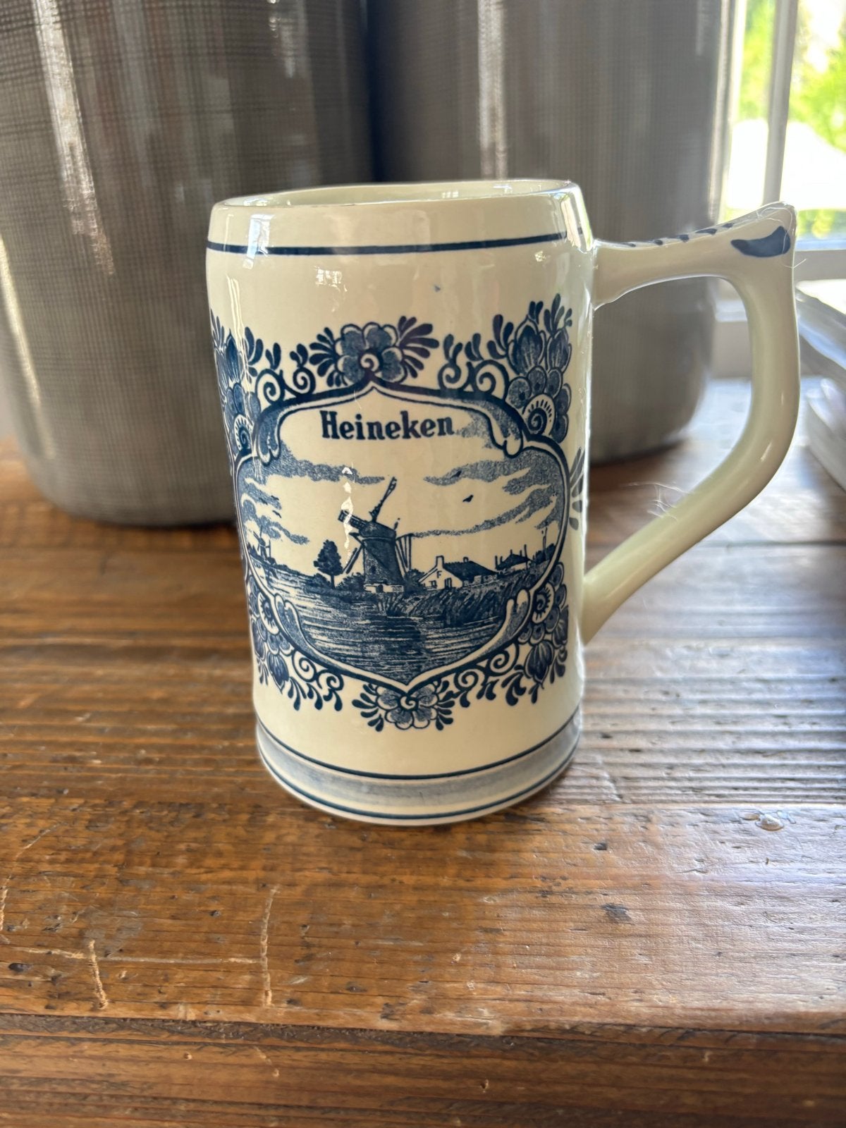 Heineken Delfts Blauw Bierpul - Handgeschilderd Holland, Antiek en Kunst, Ophalen of Verzenden