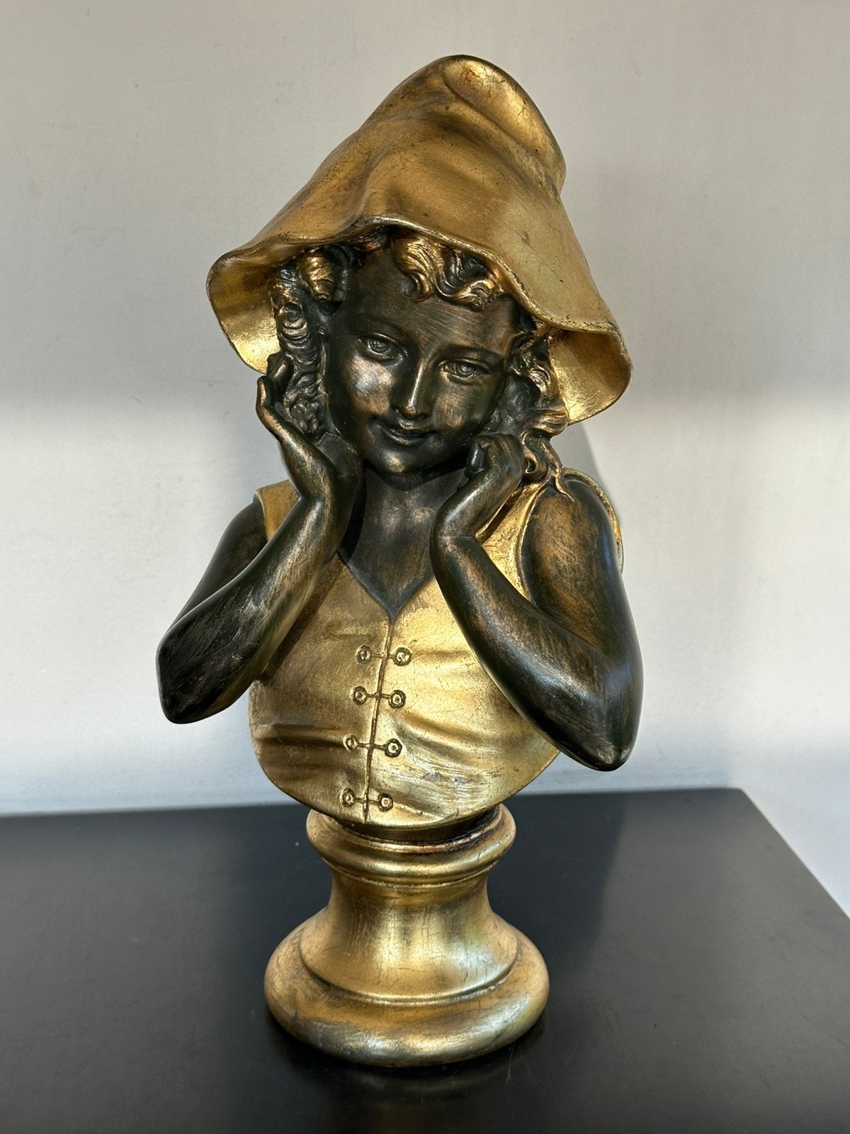 Oud gips Borstbeeld Art Nouveau 37 cm, Antiek en Kunst, Curiosa en Brocante, Ophalen of Verzenden