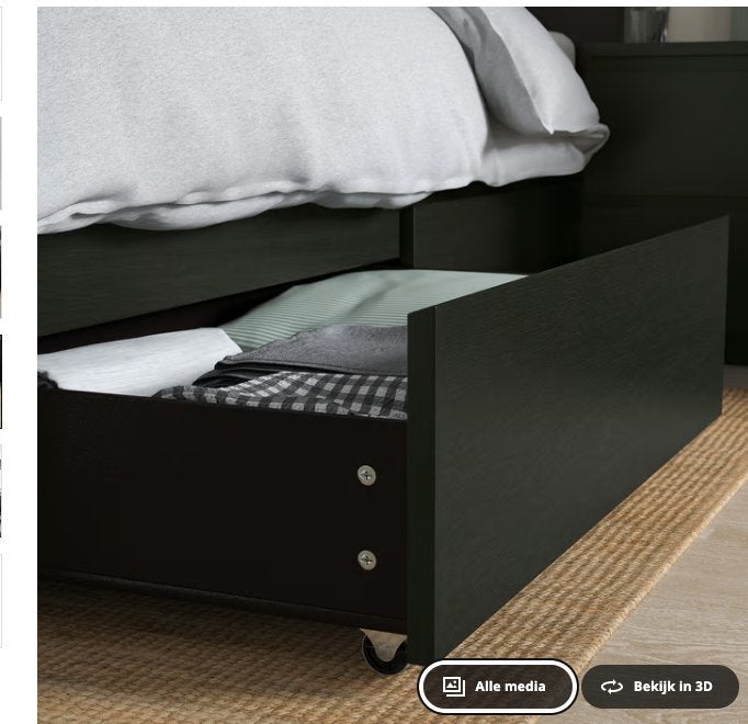ikea malm bedlade zwartbruin - 1 stuks, Ophalen, 100 cm, Eenpersoons, Zwart