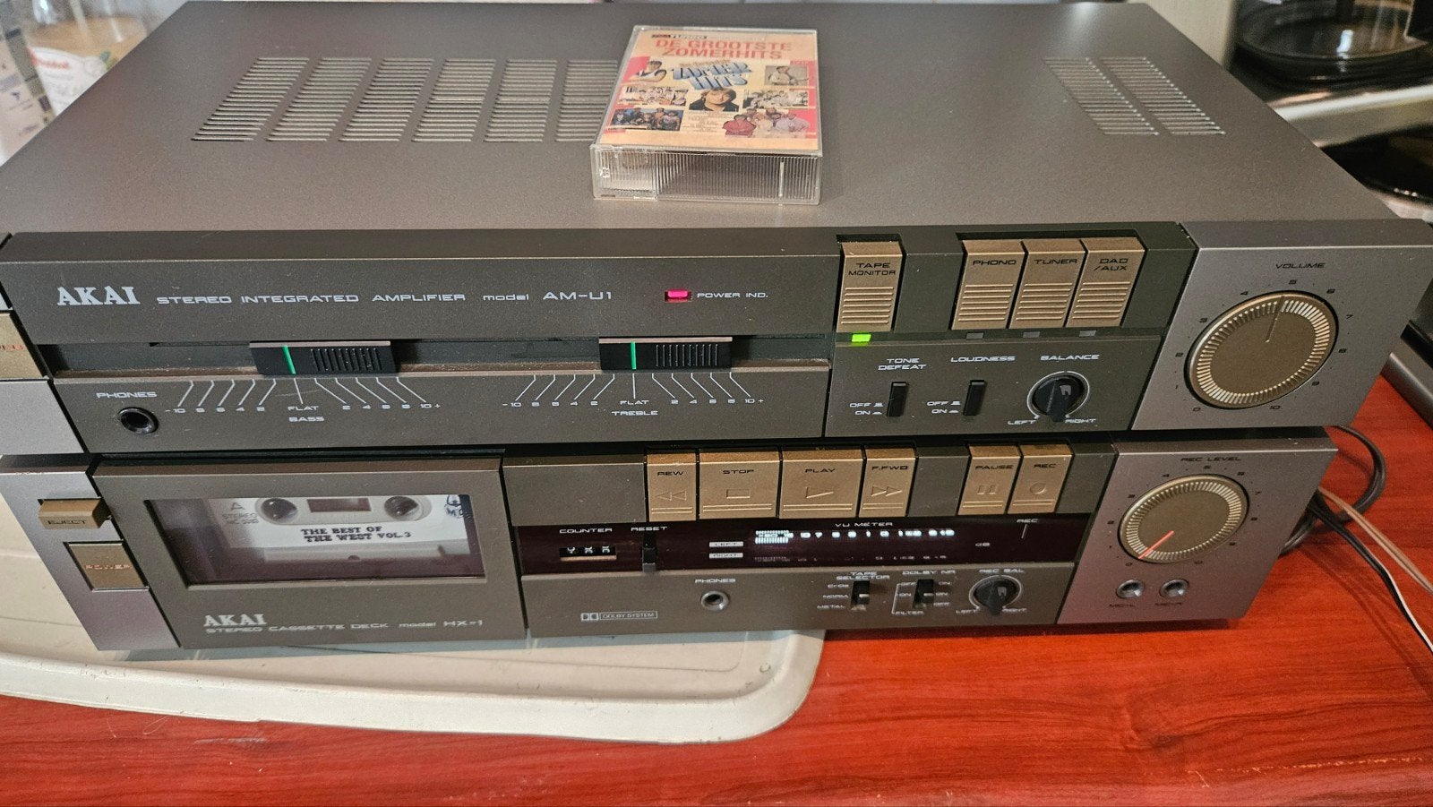 Akai AM-U1 Versterker & HX-1 Cassettedeck Vintage Set, Audio, Tv en Foto, Gebruikt, Cassettedeck, Akai, Losse componenten