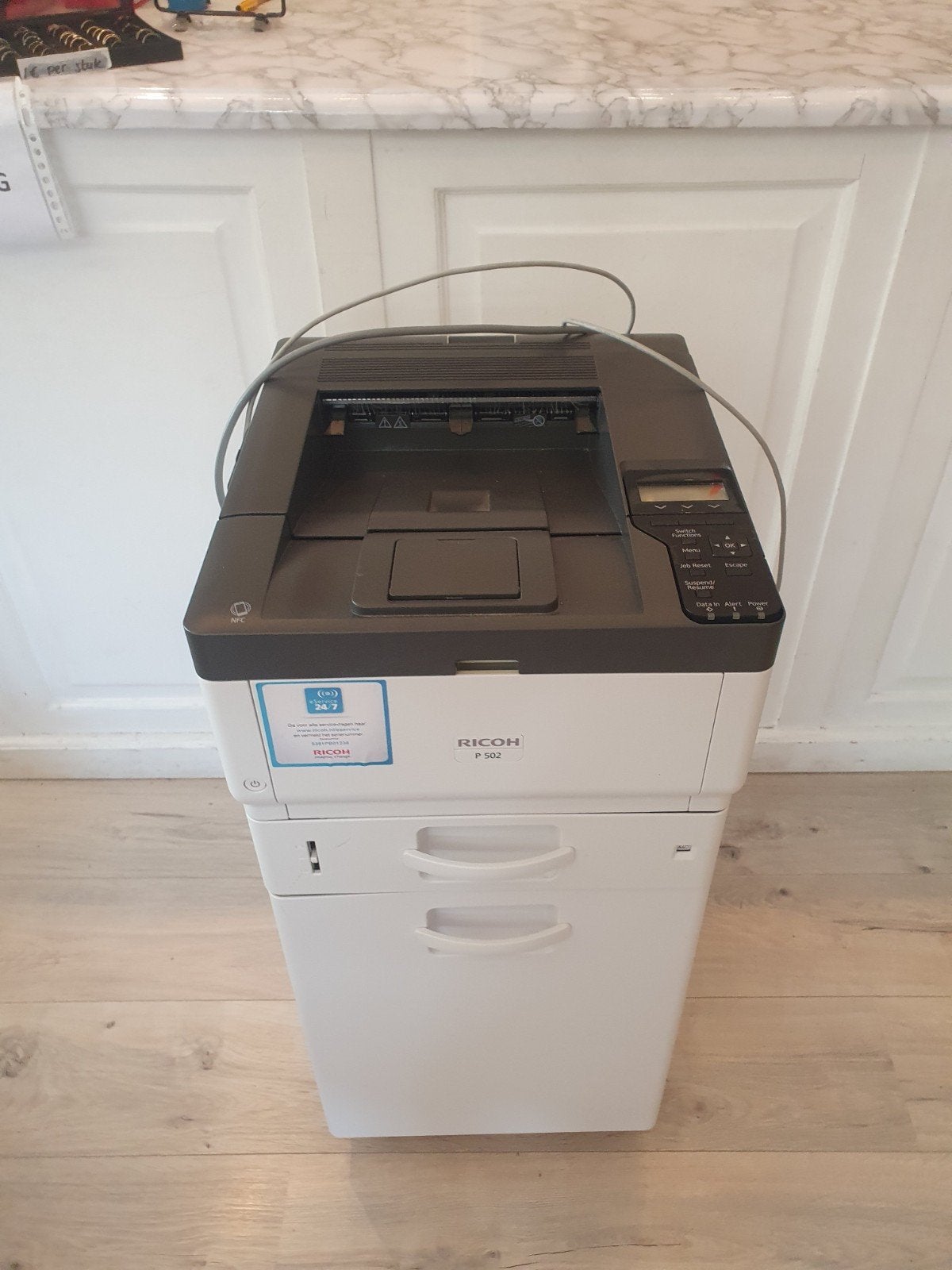 Ricoh P502 Laserprinter met lades, NFC en nieuwe cartridge, Ricoh, Ricoh, Ophalen of Verzenden, Zo goed als nieuw