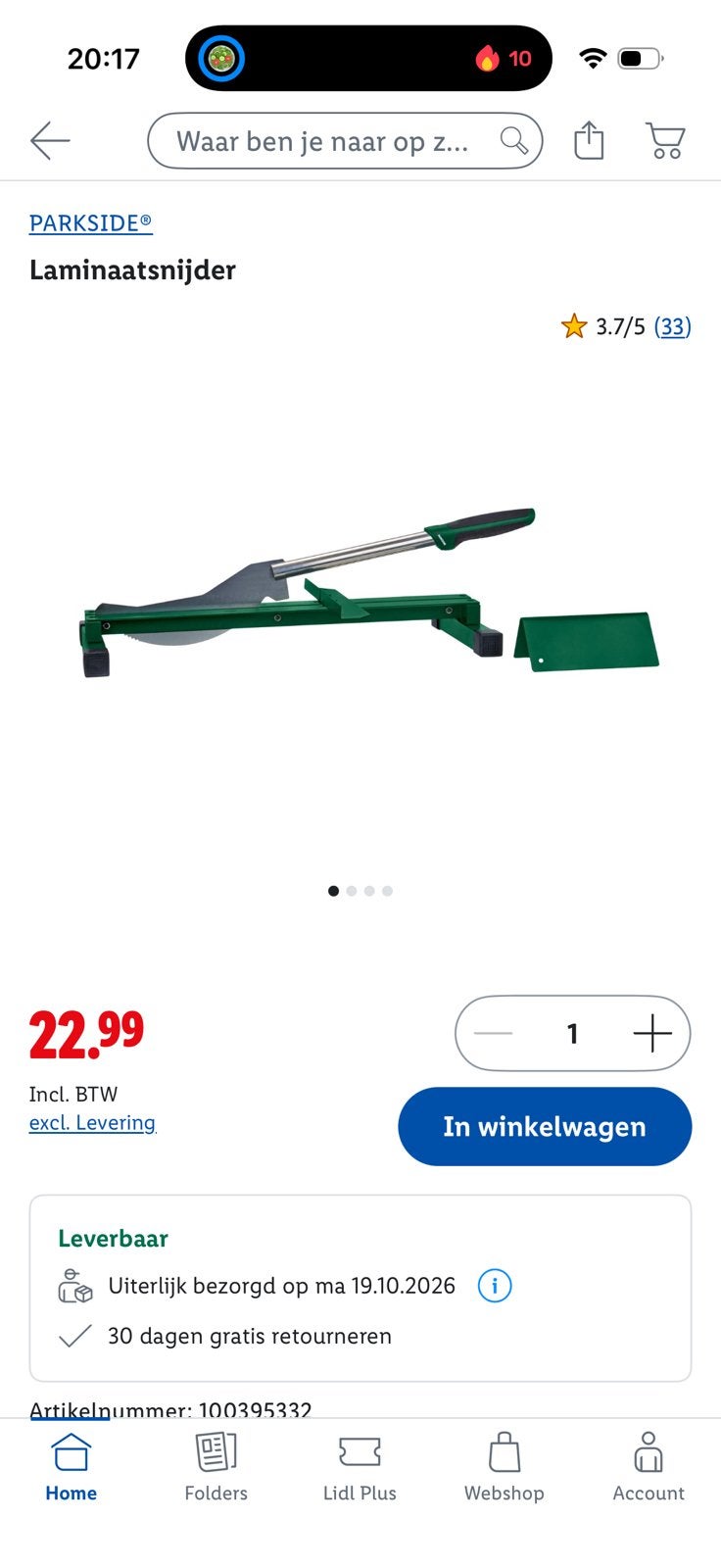 Laminaatsnijder, Ophalen, Zo goed als nieuw