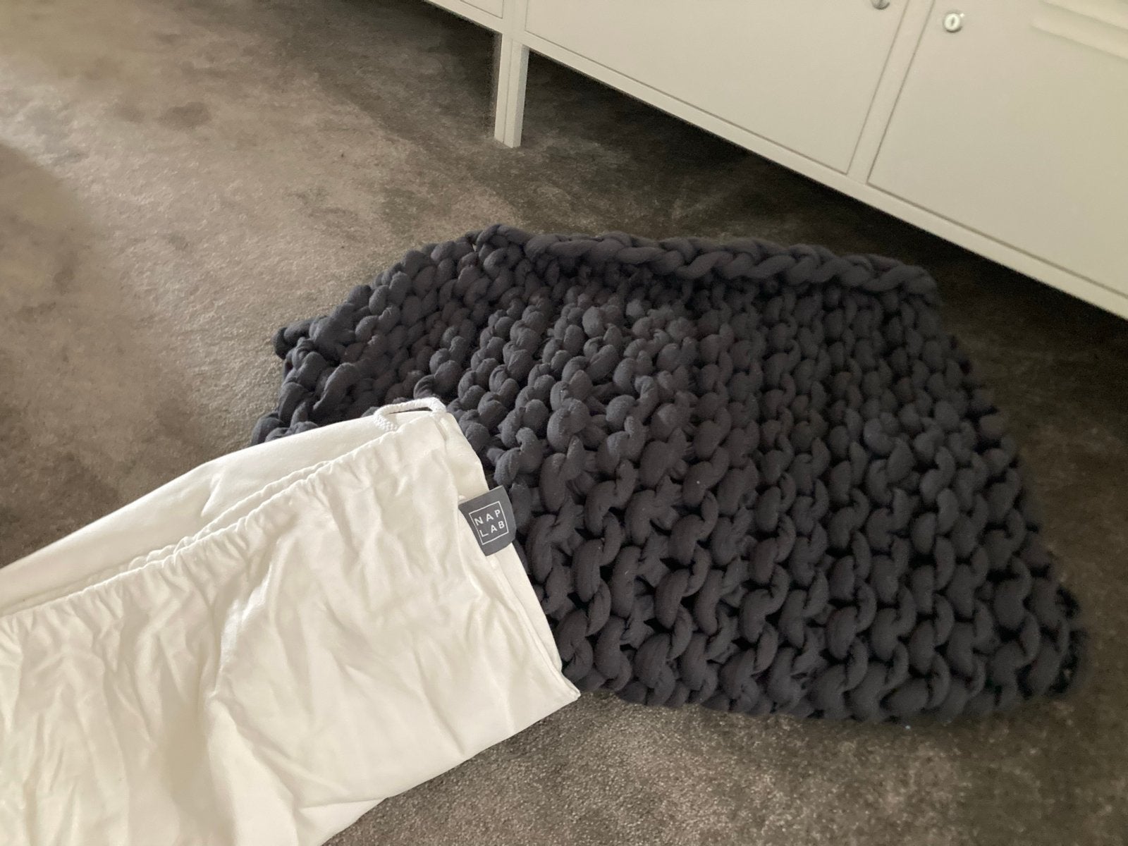Nap lab gebreide verzwaringsdeken kind 5kg, Eenpersoons, Ophalen of Verzenden, Grijs, Deken of Dekbed