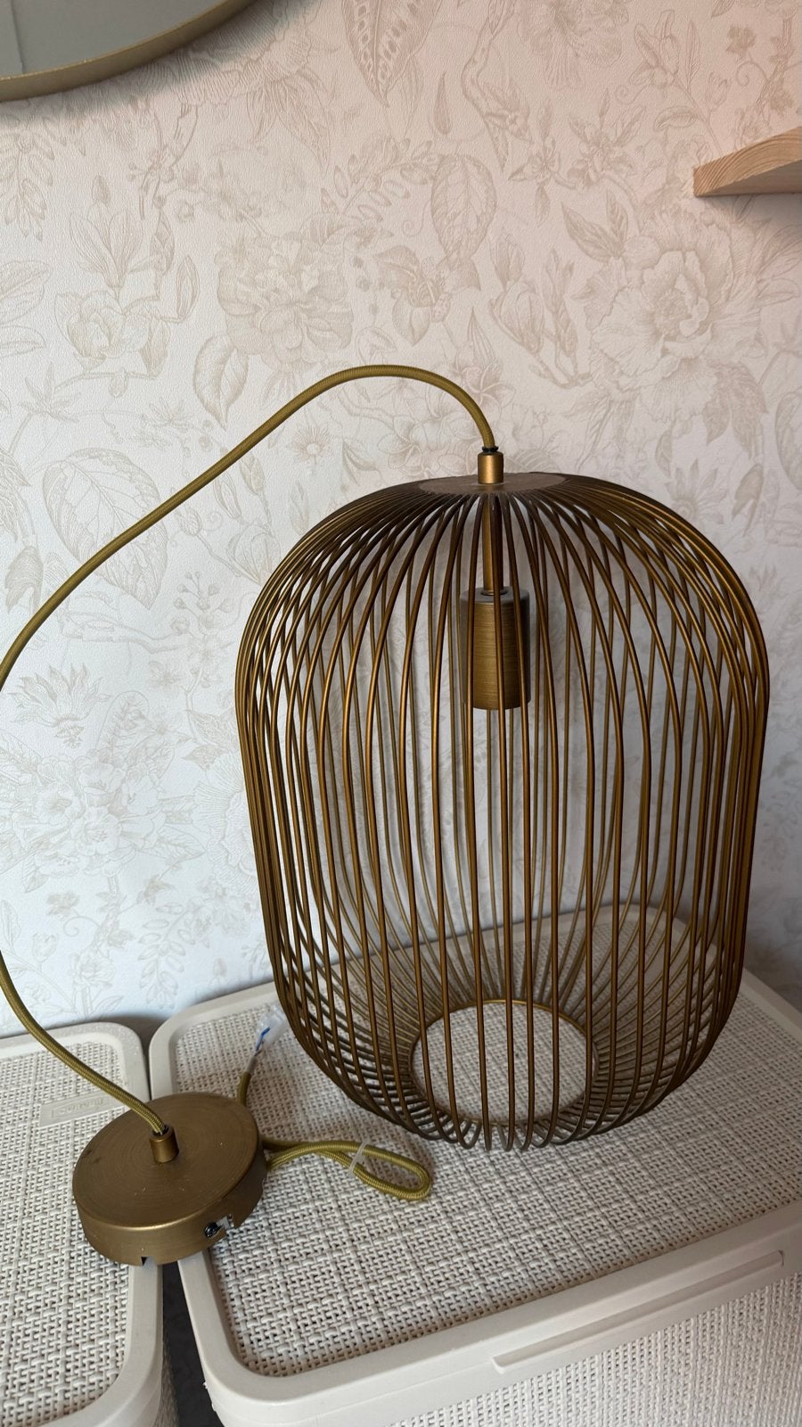 Goud coper draadlamp, Ophalen, Zo goed als nieuw, Metaal, 50 tot 75 cm