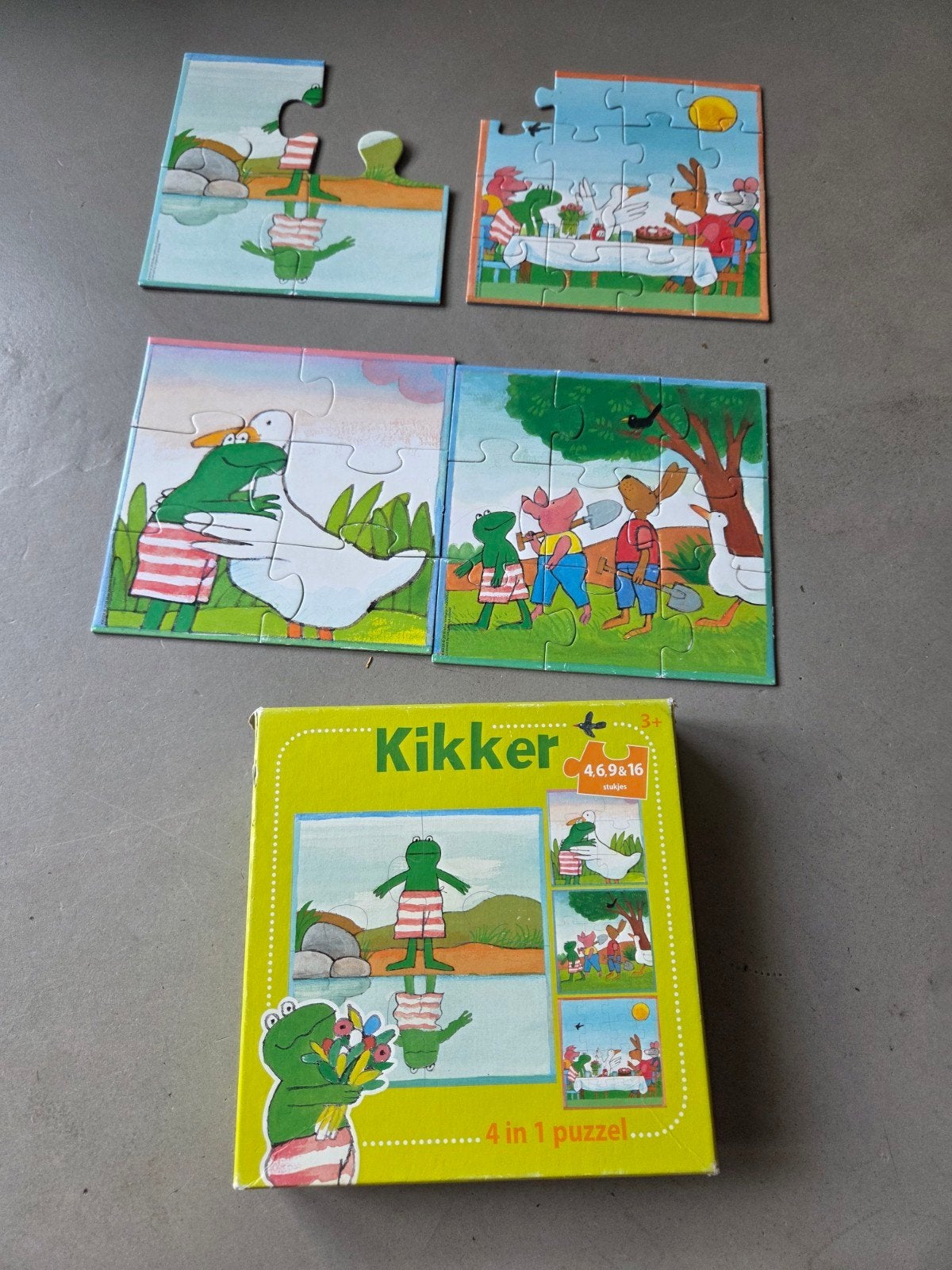 Kikker 4-in-1 puzzel (2 compleet, 2 missen stukje), Ophalen, Minder dan 10 stukjes, Gebruikt, 2 tot 4 jaar