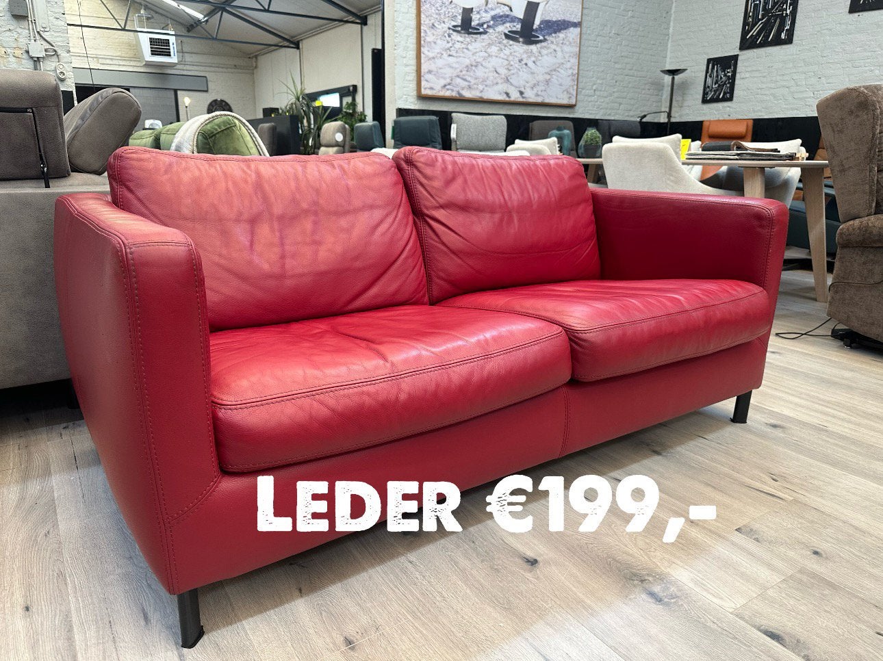 Leren bank €199,-, Huis en Inrichting, Banken | Complete zithoeken, Ophalen of Verzenden, Nieuw, Stof