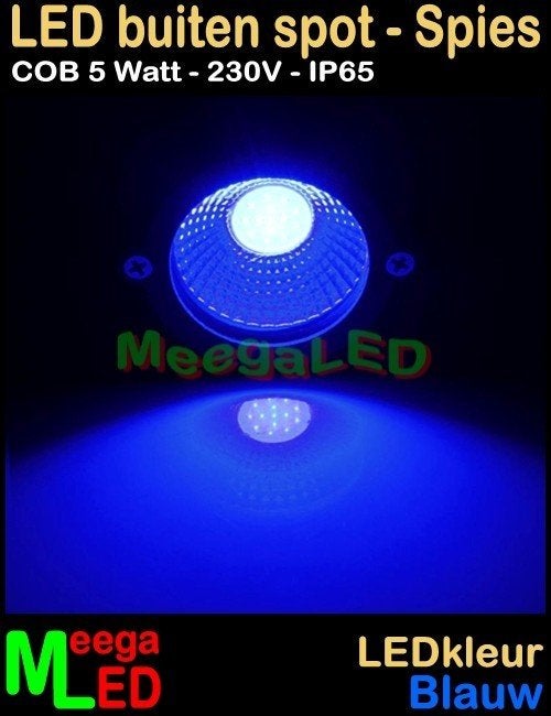 LED spot grondspot LEDspot spies spike pin 5W 230V Blauw, Huis en Inrichting, Lampen | Spots, Overige materialen, Overige merken
