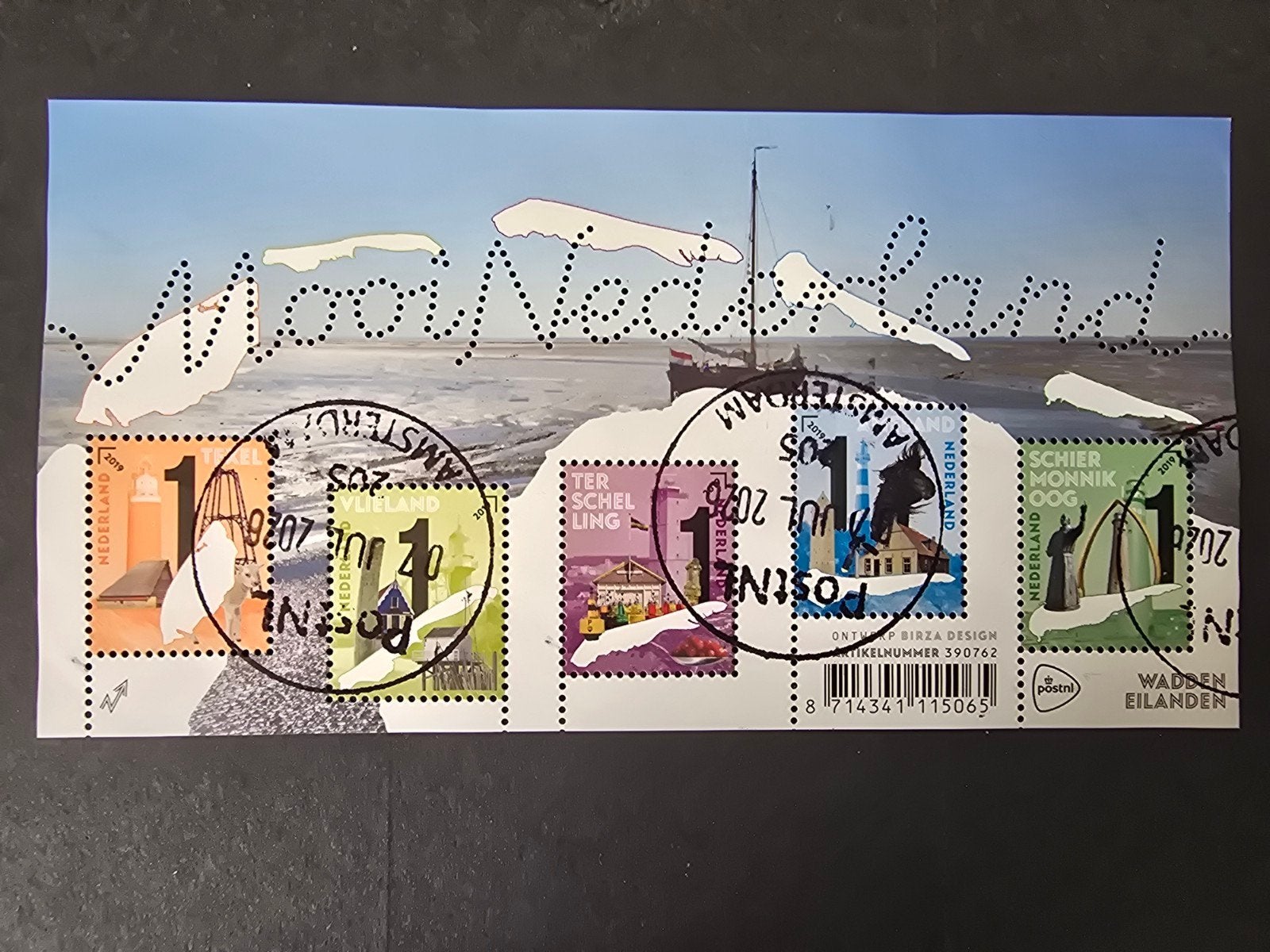 Postzegelvel Nederland 2019 - Mooi Nederland Waddeneilanden, Ophalen of Verzenden, Na 1940, Gestempeld