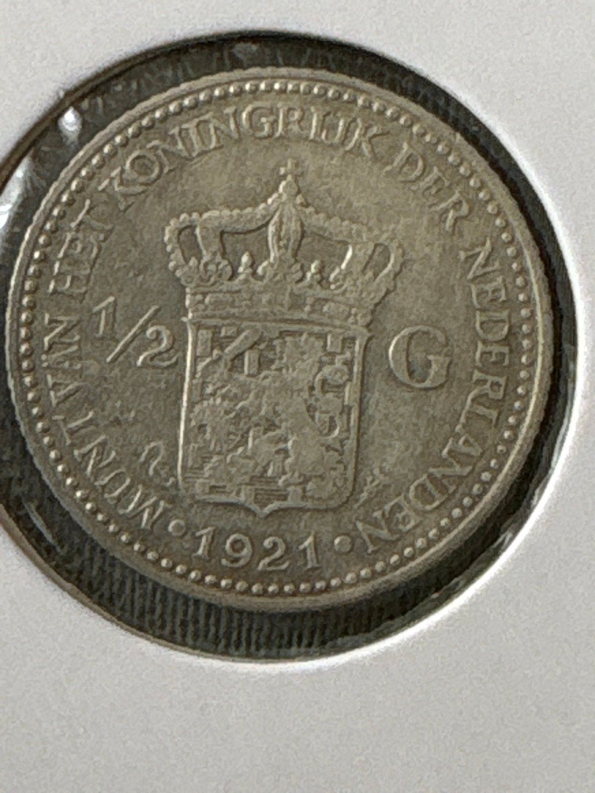 Zilveren ½ Gulden Koningin Wilhelmina 1921, ½ gulden, Zilver, Ophalen of Verzenden, Koningin Wilhelmina