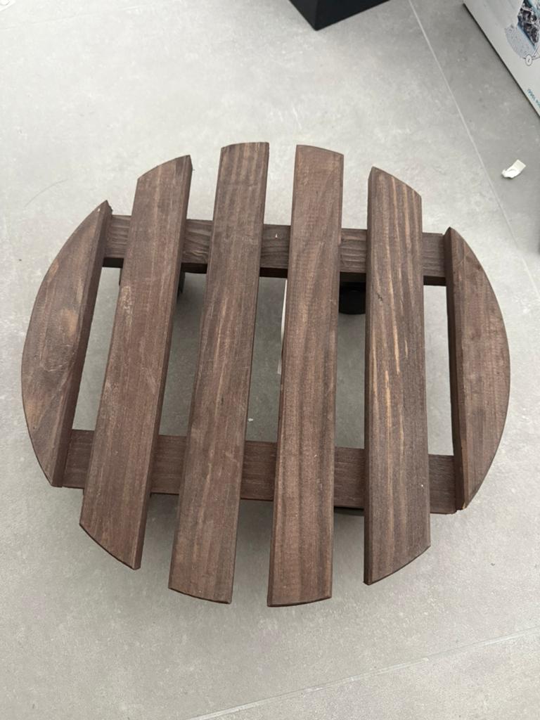 2x Houten plantentrolley met wielen - Rond, Ophalen, Minder dan 30 cm, Minder dan 60 cm, Rond