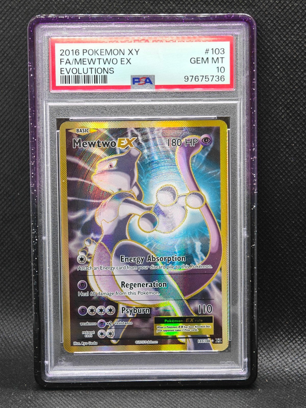 Mewtwo EX Full Art 103/108 PSA 10 GEM Pokemon XY Evolution, Ophalen, Nieuw, Losse kaart, Foil