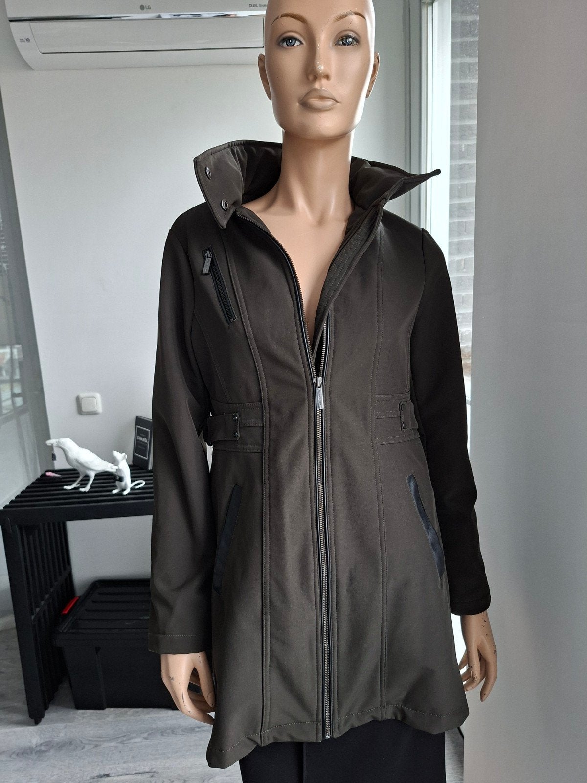 michael kors herfst jas met muts in kraag maat  36, Ophalen of Verzenden, Zo goed als nieuw, Maat 36 (S), Groen