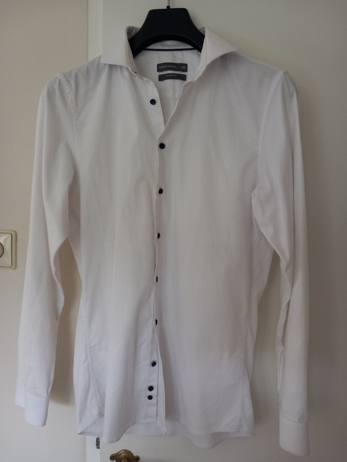 Angelo Litrico Body Fit overhemd wit - Halswijdte 39/40 (M), Angelo Litrico, Wit, Gedragen, Halswijdte 39/40 (M)