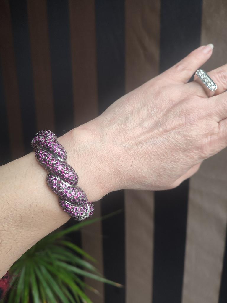 Massieve zilveren armband met amethisten, Denemarken, Ophalen of Verzenden, Zo goed als nieuw, Met edelsteen, Zilver