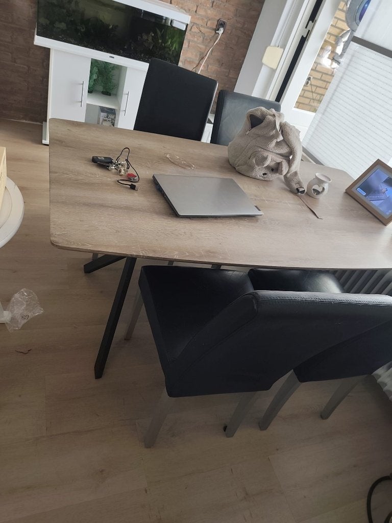 Tafel + 4 stoelen, Ophalen, Gebruikt, 50 tot 100 cm, 150 tot 200 cm