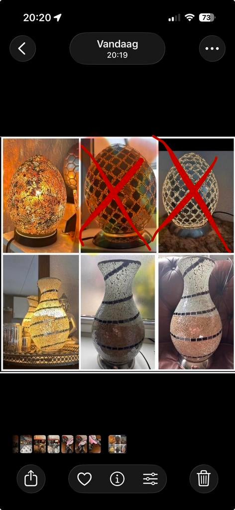 4 Mozaïek lampen / vaasmodel / ei lamp 40€ per lamp, Ophalen of Verzenden, Zo goed als nieuw, Klassiek