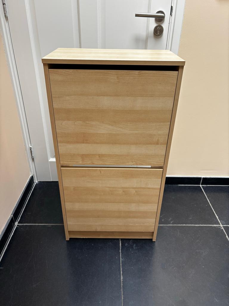 Schoenenkast met 2 vakken - Houtkleur, Huis en Inrichting, Kasten | Schoenenkasten, Ophalen, Gebruikt