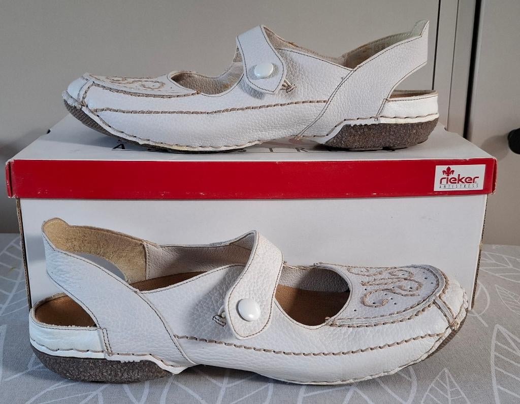 Rieker antistress schoenen wit ballerina 38., Wit, Zo goed als nieuw, Rieker, Ballerina's