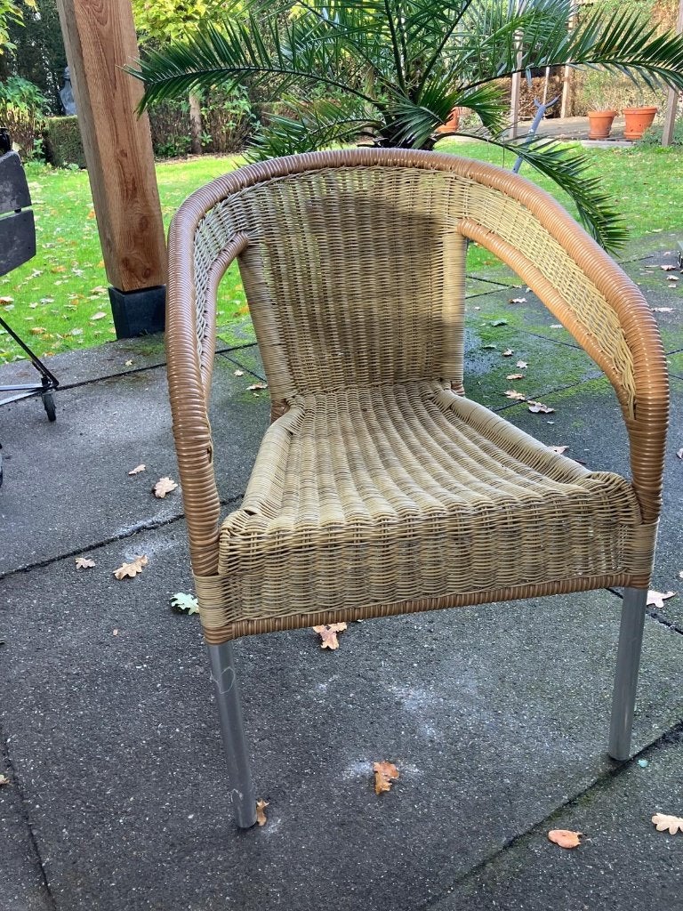 kunststof rotan tuinstoelen set 6, Tuin en Terras, Ophalen, Gebruikt, Kunststof, Stapelbaar