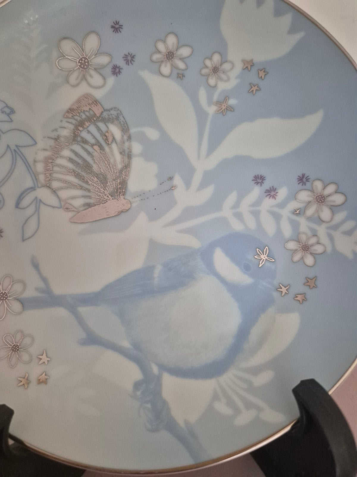 Decoratief bordje met vogel en vlinder, Ophalen of Verzenden