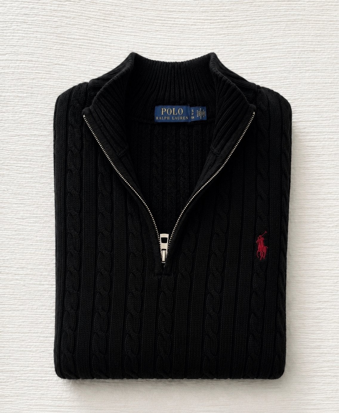 Ralph Lauren Quarter-Zip Zwart | Maat S | Authentiek, Verzenden, Zo goed als nieuw, Maat 46 (S) of kleiner, Zwart