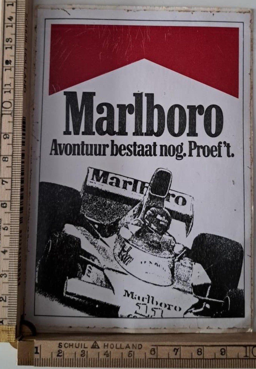 Vintage sticker Marlboro avontuur bestaat nog Proef 't, Ophalen of Verzenden, Zo goed als nieuw