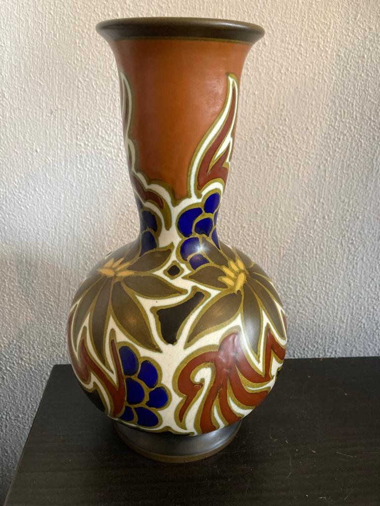 Gouda Plateel Nadro Art-Deco vaas 1003 jaren '20 - 26,5cm, Antiek en Kunst, Ophalen of Verzenden