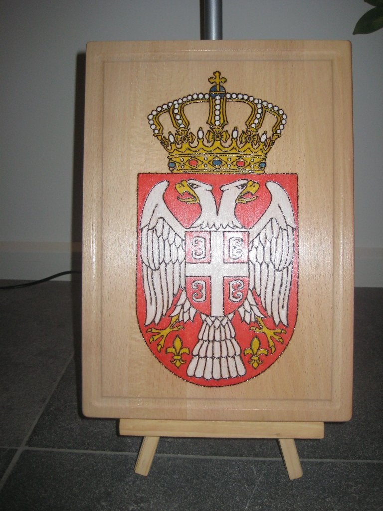 Uw familiewapen of vlag op hout Creamar Pyrografie, Ophalen of Verzenden, Nieuw