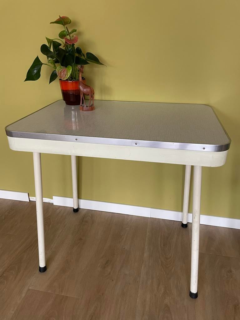 Vintage retro Keukentafel Bijzettafel formica jaren 50 / 60, Huis en Inrichting, Tafels | Eettafels, Ophalen, Gebruikt, Tot twee personen