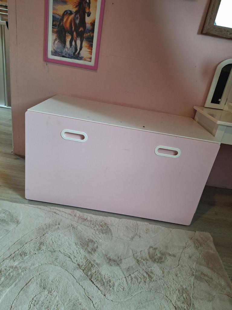 IKEA SMÅSTAD opbergbank/speelgoedkist roze/wit, Ophalen, Gebruikt, Overige typen