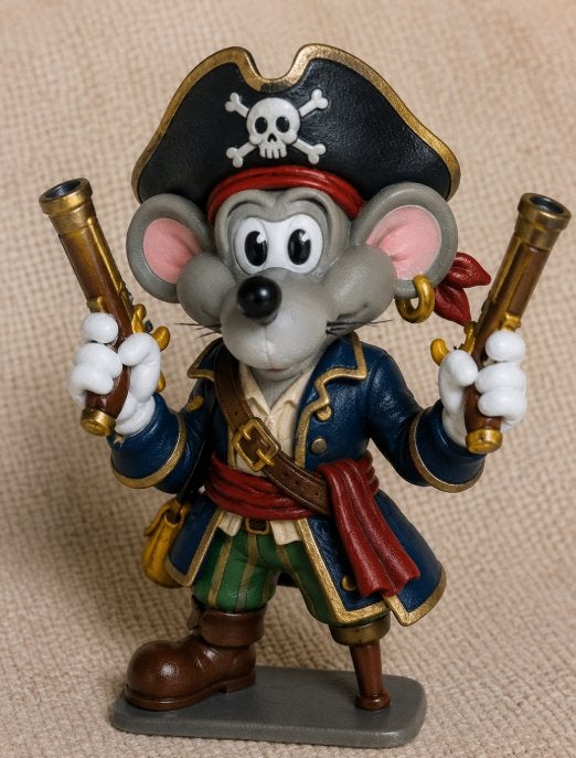 Poppetje piraat muis met houten poot, Verzamelen, Ophalen of Verzenden, Zo goed als nieuw