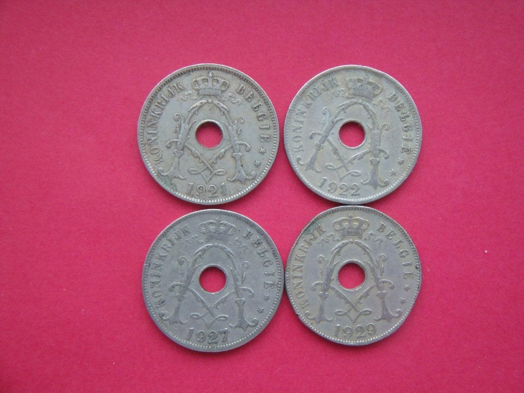België Nederlands setje munten 25 Centimes 1921 / 1929., Postzegels en Munten, Verzenden, Overig, Setje