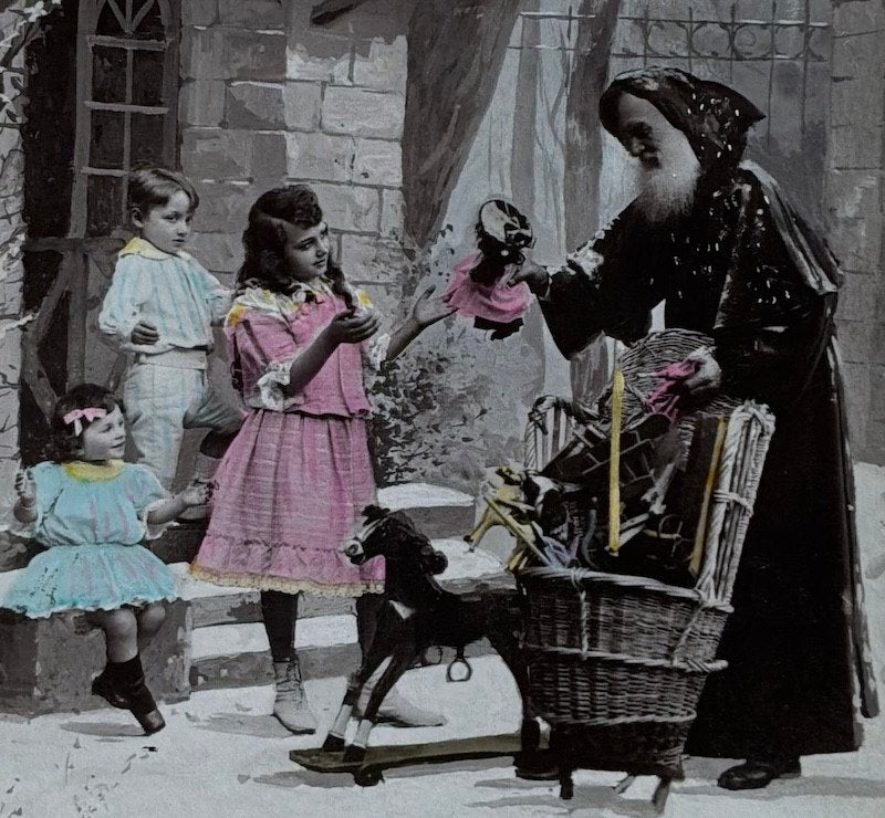 fr 1910 kinderen Kerstman Santa cadeautjes Pop Paard, Ophalen of Verzenden, Voor 1920, Gelopen, Feest(dag)